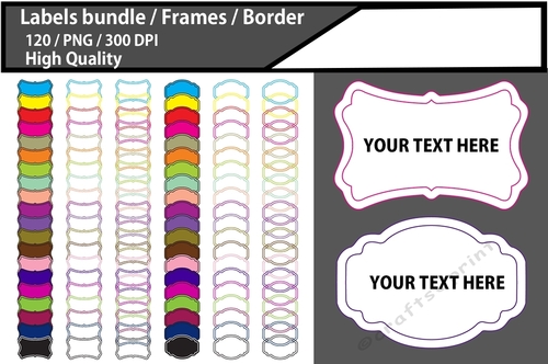 Empty labels and frames, 120 labels png bundle