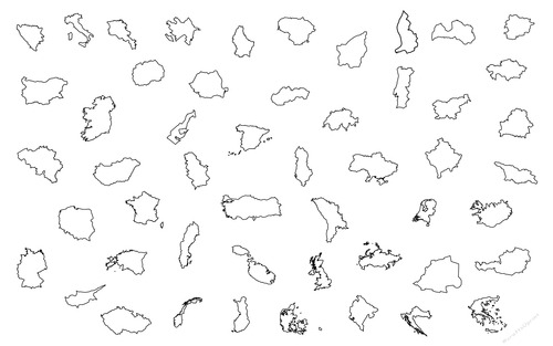 all europe country outline digital stamps