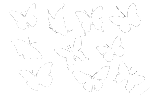 butterflys digital stamps, butterfily outline coloring pages