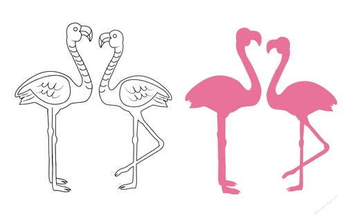 Flemingo bird digital stamps, flemingo coloring pages