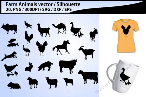 Farm Animals silhouette svg / Animals SVG Cutting Templates /Eps /Svg /Png / Dxf / Farm animals vector bundle svg