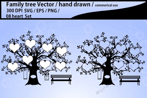 family tree clipart 08 hearts - SVG, EPS,, Png, /family tree silhouette /hand drawn tree svg vector / Commerical & personal use