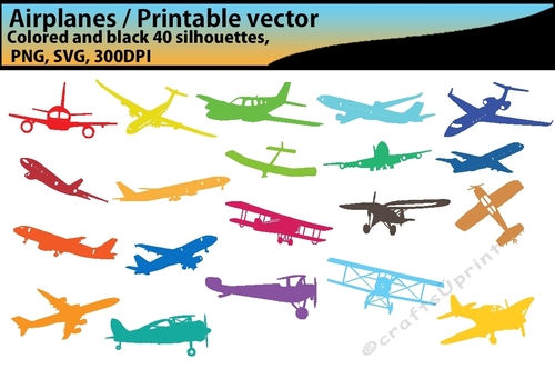 Airplane svg /silhouette / vector / black & color