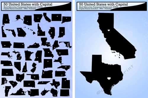 united states map with capital Heart