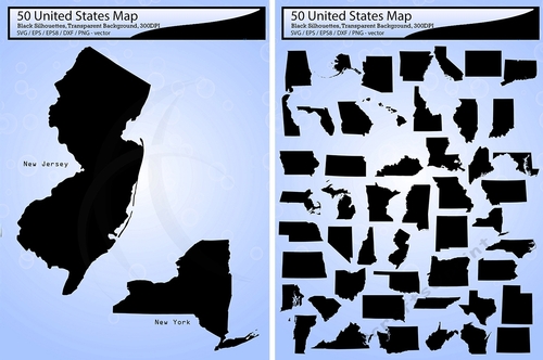 50 united states map silhouette