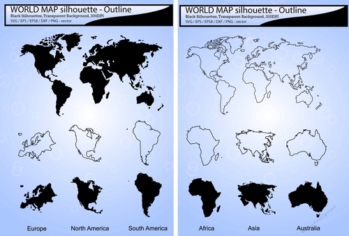 world map svg silhouette and world map outline