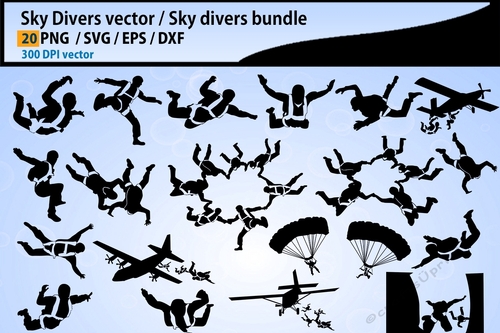 Sky Divers SVG silhouette Bundle