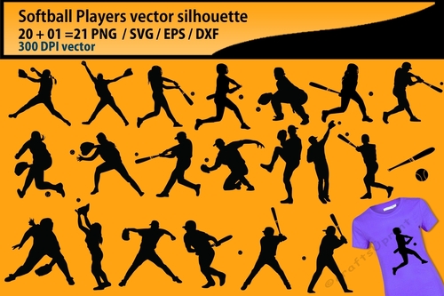 Softball  silhouette players Svg