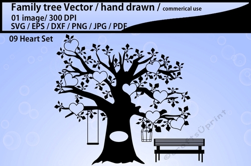 family tree clipart Commerical & personal use / 09 hearts