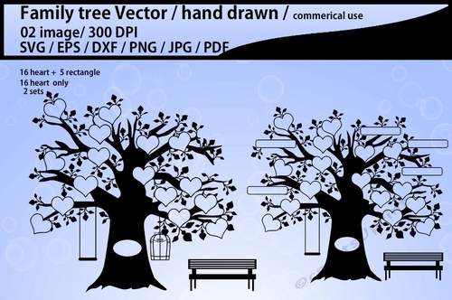family tree Commerical & personal use / 16 hearts