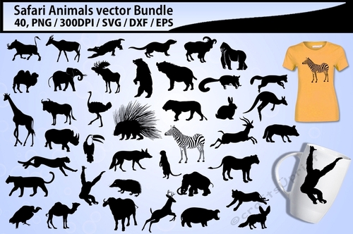 Safari clipart silhouette bundle
