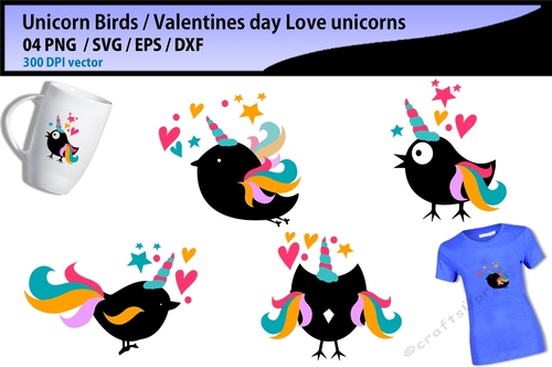 Unicorn birds valentine unicorns vector