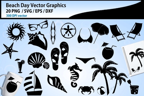 Beach day vector graphics