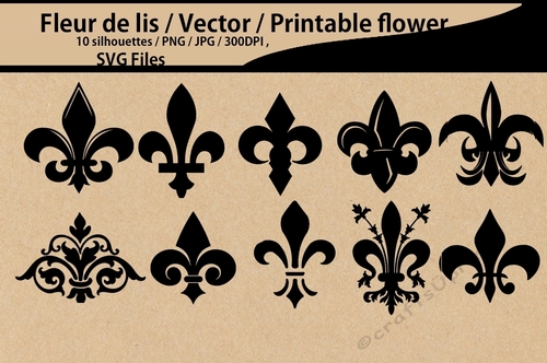 Fleur-de-lis silhouette, Fleur-de-lis cutting files