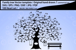 100 heart family tree template