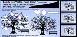 Family tree clipart SVG template, EPS, Dxf, Png, Pdf, Jpg /hand drawn tree svg vector / Commercial & personal use