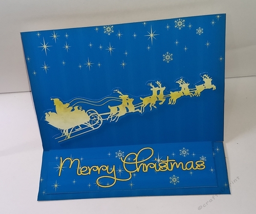 Santa Sled Easel Card Blue