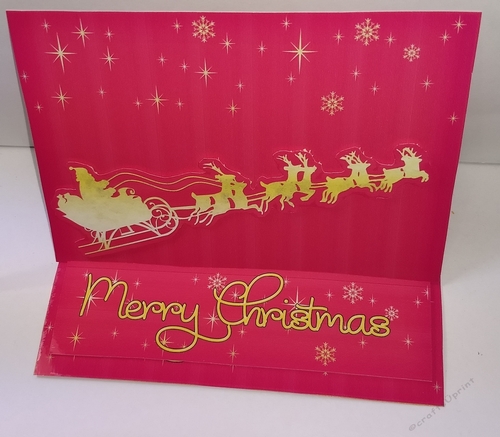 Santa Sled Easel Card Pink