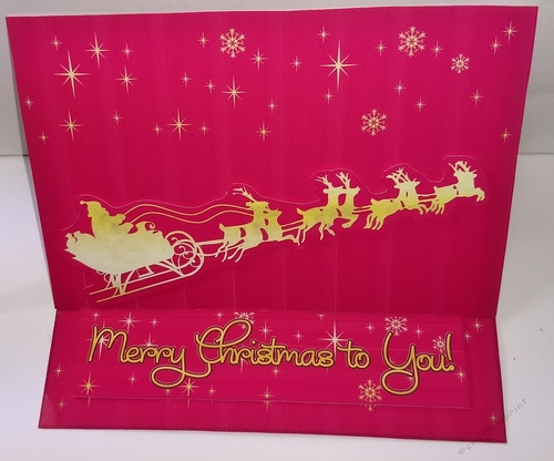 Santa Sled Easel Card Red