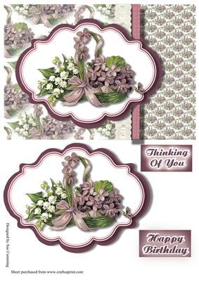 Purple Floral Basket - Quick Card
