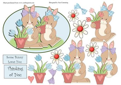 Spring Bunnies Decoupage Topper