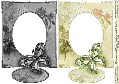 Charcoal and Cream Collage and Butterfly A5 Card Front