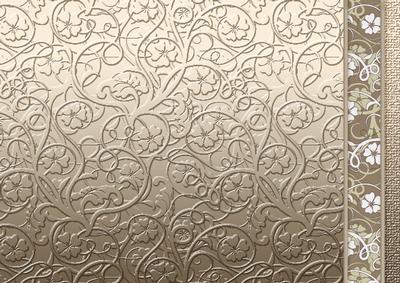 Taupe Swirls and Flowers Embossed with Border Backing Paper