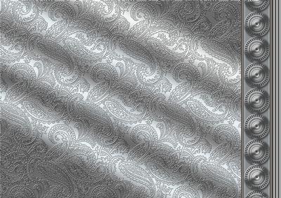 Silver Metallic Embossed Paisley with Border Backing Paper