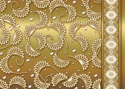 Gold Swirls Embossed with Lace Border Backing Paper