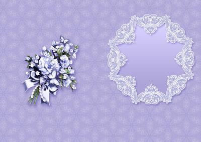 Vintage Blue Roses Bouquet in a Frame Matching A5 Ins