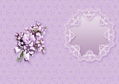 Vintage Lilac Roses Bouquet in a Frame Matching A5 In