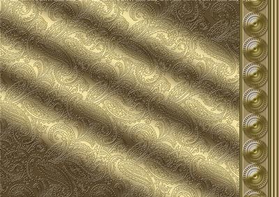 Golden Metallic Paisley Embossed with Border Backing P