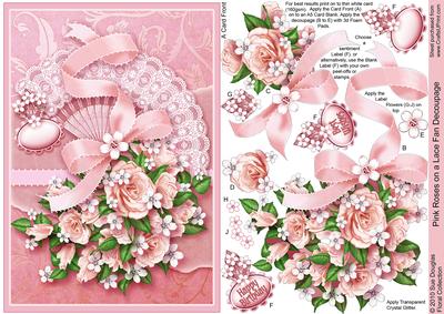 Pink Roses on a Lace Fan Decoupage