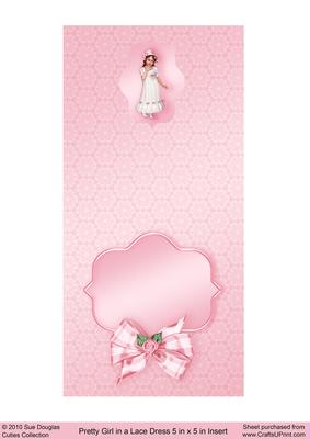 Pretty Girl in a Lace Dress Matching 5”x5” Insert