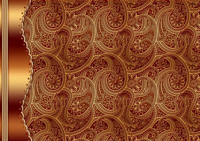Burgundy Embossed Paisley with Copper Border