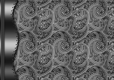 Charcoal Embossed Paisley with Gunmetal Border