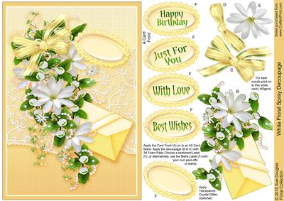 White Floral Spray Decoupage