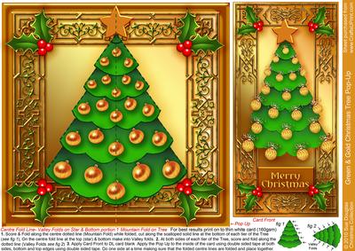 Green and Gold Christmas Tree Pop-up Card