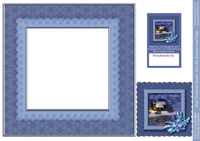 Blue Christmas Scene Matching 8in x 8in Insert Plate
