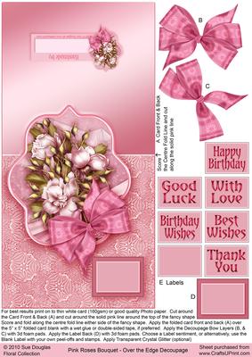 Pink Roses Bouquet Over the Edge Decoupage