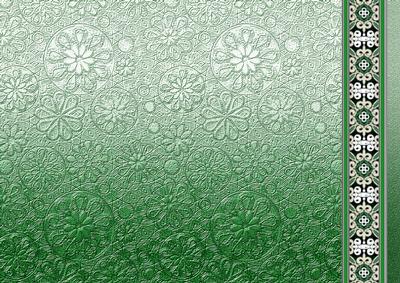 Green Metallic Floral Embossed with Border Backing Pap