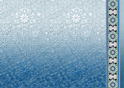 Blue Metallic Floral Embossed with Border Backing Pape