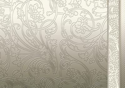 Grey Flowers Swirls and Spots Embossed with Border