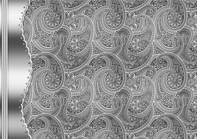 Silver Embossed Paisley with Metallic Border