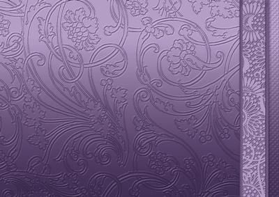 Mauve Flowers Swirls and Spots Embossed with Border
