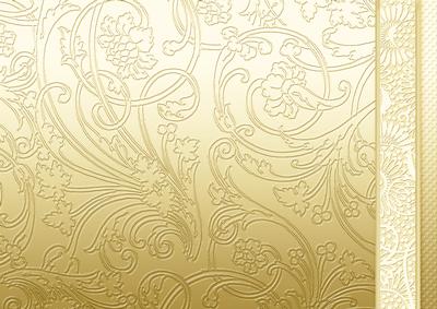 Cream Flowers Swirls and Spots Embossed with Border