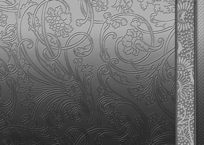 Charcoal Flowers Swirls and Spots Embossed with Border