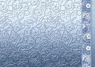 Sky Blue Swirls and Flowers Embossed with Border