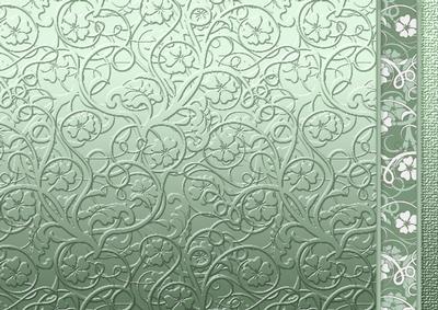 Pale Green Swirls and Flowers Embossed with Border
