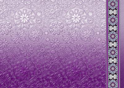 Purple Metallic Floral Embossed with Border Paper